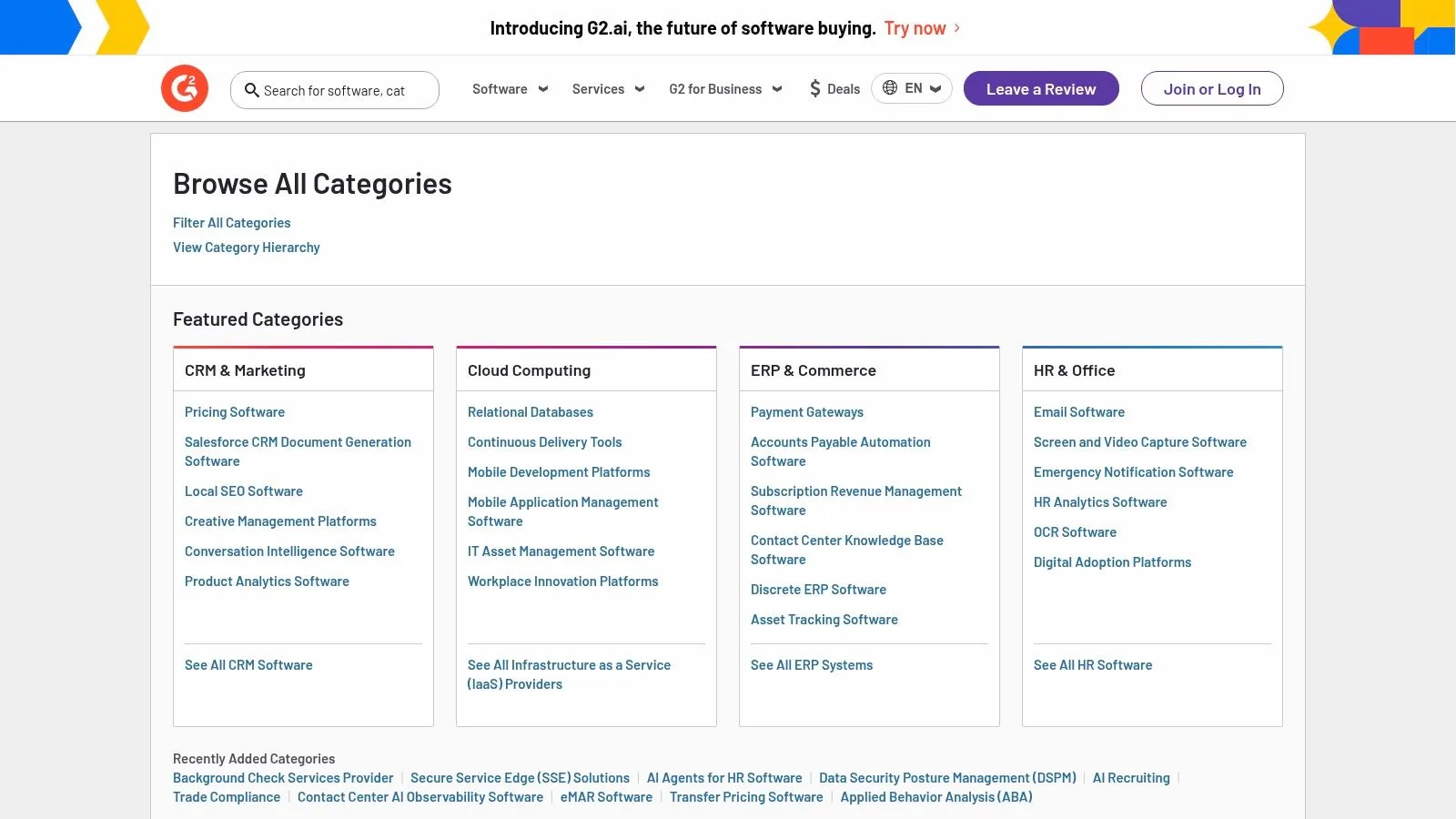 G2 (CRM Software category – comparison and buying)