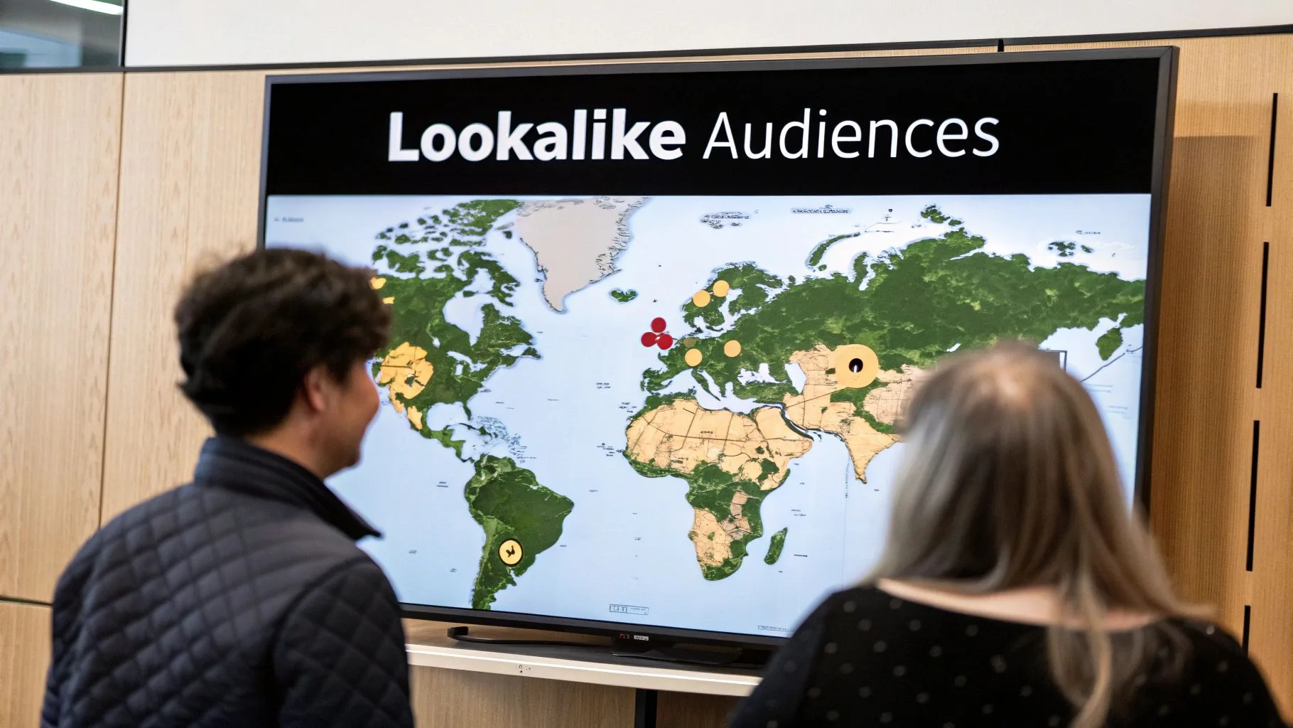Two overlapping circles, one representing a 'Source Audience' and the other, larger circle representing a 'Lookalike Audience', visually demonstrating the concept of expanding reach to similar users.
