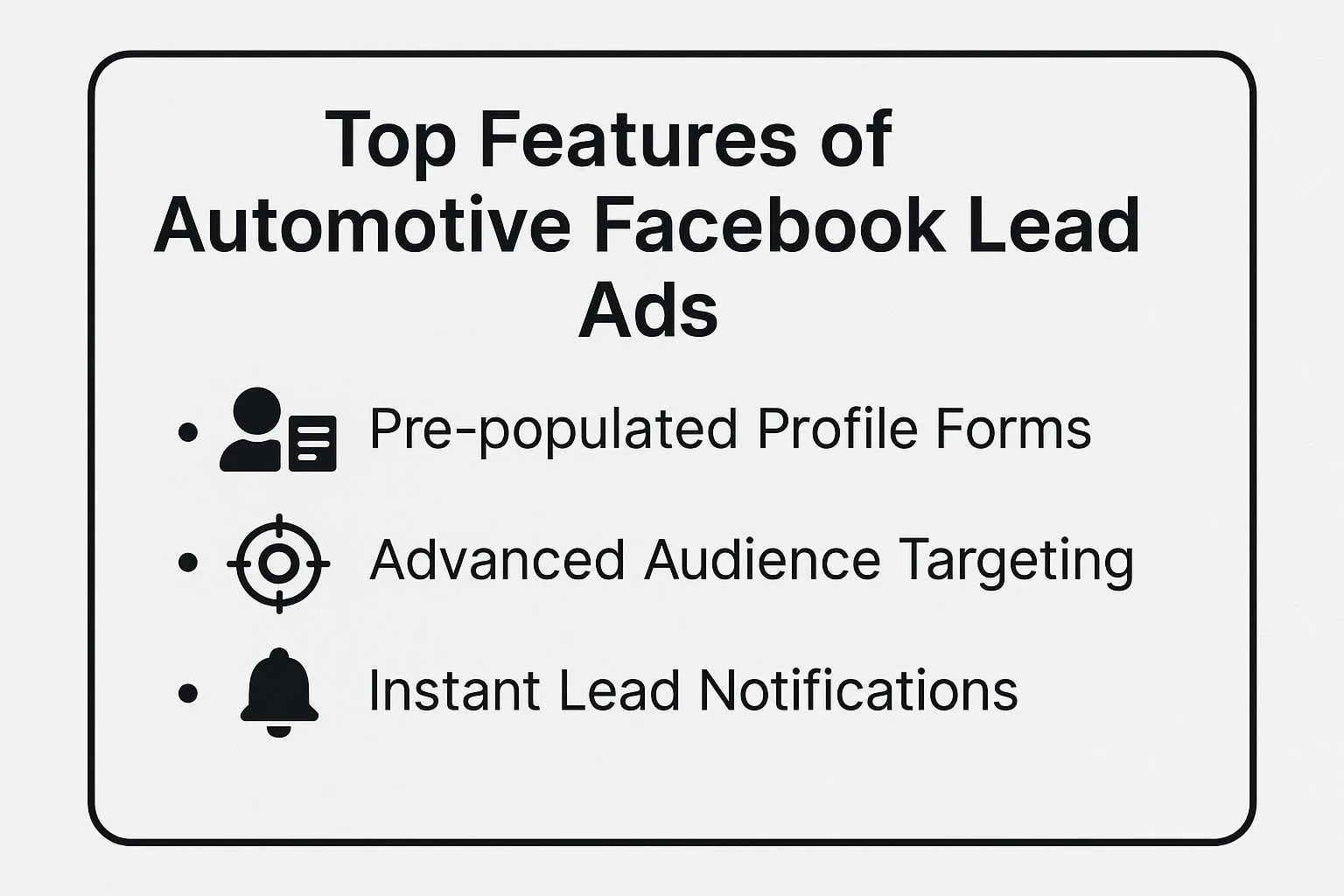 Infographic showing key data about Automotive Facebook Lead Ads