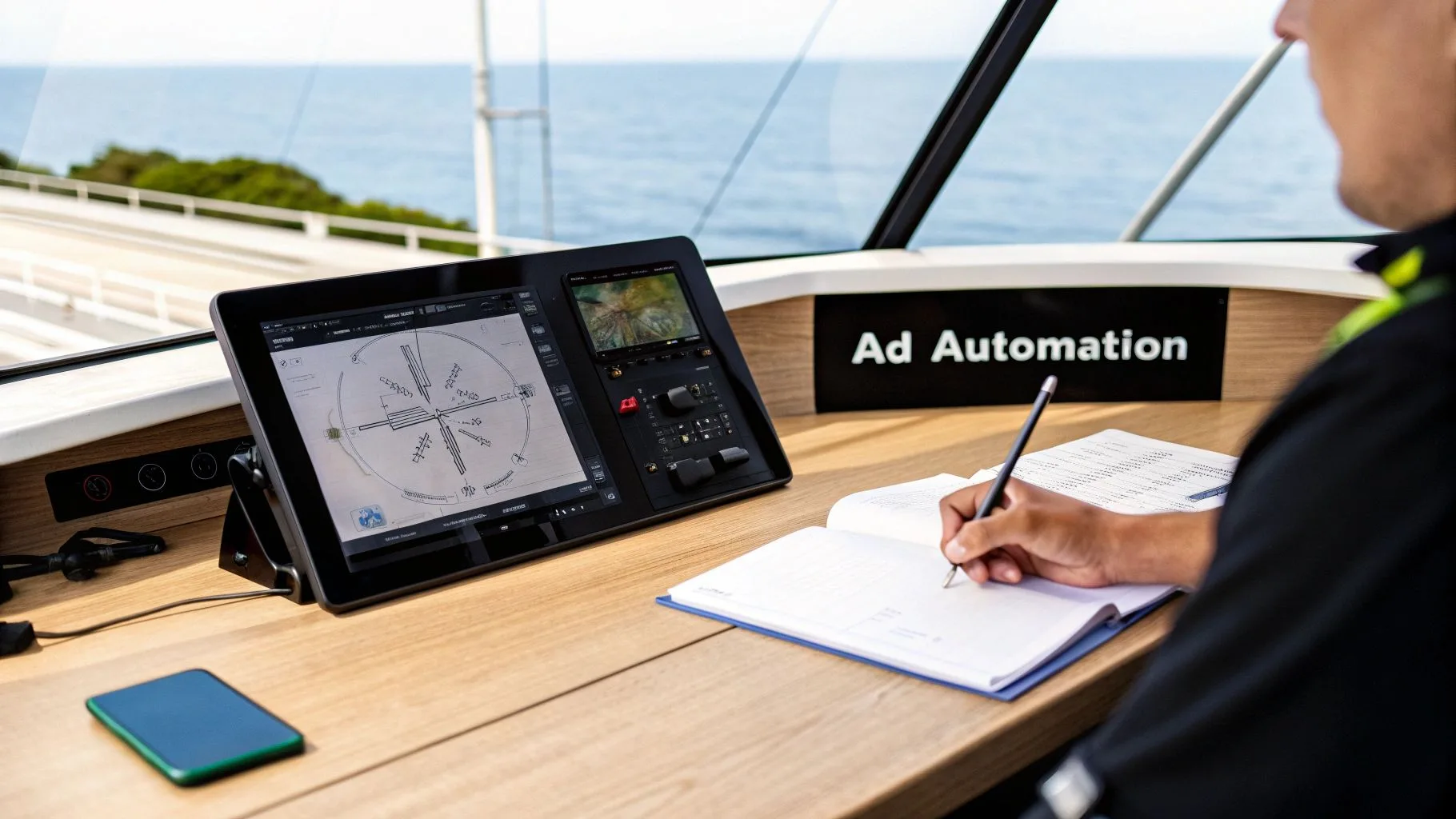 A digital dashboard showing charts and graphs for an ad campaign, representing the data-driven nature of automation.